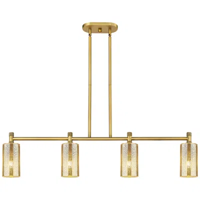 Innovations Lighting Downtown Crown Point 44"w 4 Light Brass Island Light W/ Mercury Shade