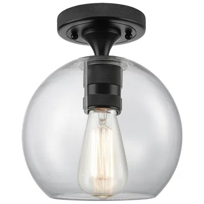 Innovations Lighting Downtown Crown Point 8"w Matte Black Athens Flush Mount W/ Clear Shade