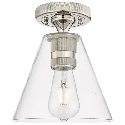 Innovations Lighting Downtown Crown Point 8"w Nickel Berkshire Flush Mount W/ Clear Shade