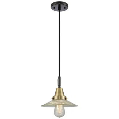 Innovations Lighting Downtown Halophane 9"w Cord Black Brass Mini Pendant W/ Clear Shade