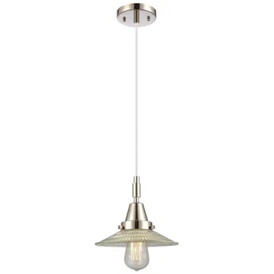 Innovations Lighting Downtown Halophane 9"w Cord Nickel Pendant W/ Clear Halophane Shade In Silver
