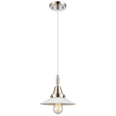 Innovations Lighting Downtown Halophane 9"w Cord Nickel Pendant W/ Matte White Shade In Silver