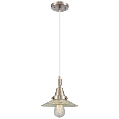 Innovations Lighting Downtown Halophane 9"w Cord Satin Nickel Pendant W/ Clear Shade