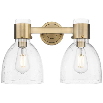 Innovations Lighting Downtown Lawton Bell 16"w 2 Light Brass Vanity Light W/ Seedy Shade