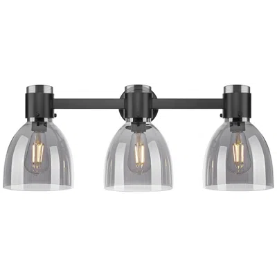 Innovations Lighting Downtown Lawton Bell 24"w Black Vanity Light W/ Light Smoke Shade