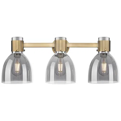 Innovations Lighting Downtown Lawton Bell 24"w Brass Vanity Light W/ Light Smoke Shade