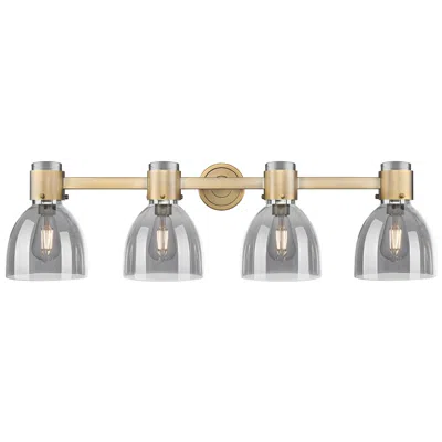 Innovations Lighting Downtown Lawton Bell 34"w Brass Vanity Light W/ Light Smoke Shade