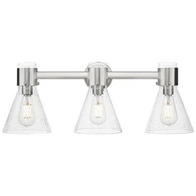 Innovations Lighting Downtown Lawton Cone 24"w Satin Nickel Vanity Light W/ Seedy Shade