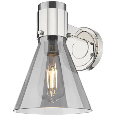 Innovations Lighting Downtown Lawton Cone 9 "h Nickel Wall Sconce W/ Light Smoke Shade