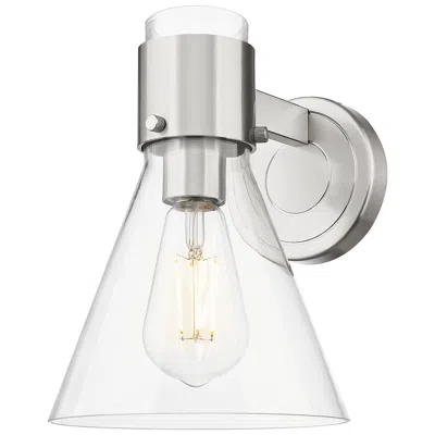 Innovations Lighting Downtown Lawton Cone 9 "h Satin Nickel Wall Sconce W/ Clear Shade In Metallic