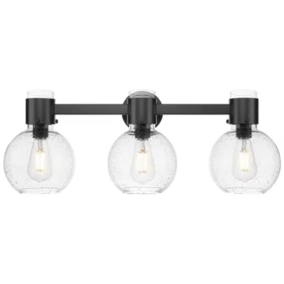 Innovations Lighting Downtown Lawton Sphere 24"w 3 Light Black Vanity Light W/ Seedy Shade