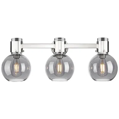 Innovations Lighting Downtown Lawton Sphere 24"w Nickel Vanity Light W/ Light Smoke Shade In Silver