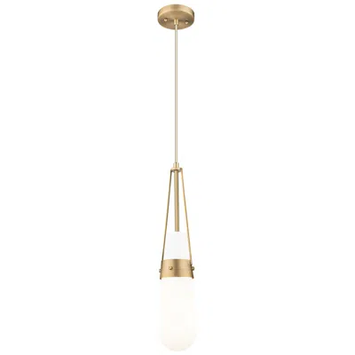 Innovations Lighting Downtown Milan 4"w Cord Brushed Brass Pendant W/ Glossy White Shade