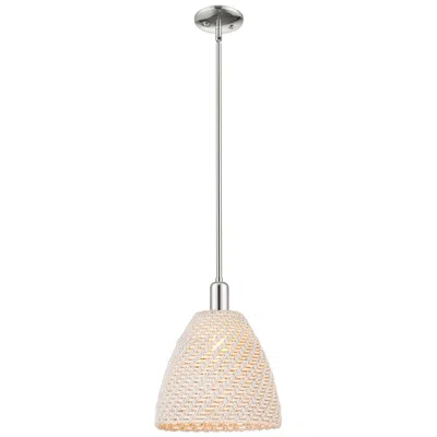 Innovations Lighting Downtown Natural Ballston Dome 12"w Nickel Pendant W/ Natural Shade