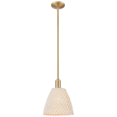 Innovations Lighting Downtown Natural Ballston Dome 9"w Brass Mini Pendant W/ Natural Shade