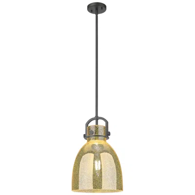 Innovations Lighting Downtown Newton Bell 10"w Stem Black Arched Pendant W/ Mercury Shade