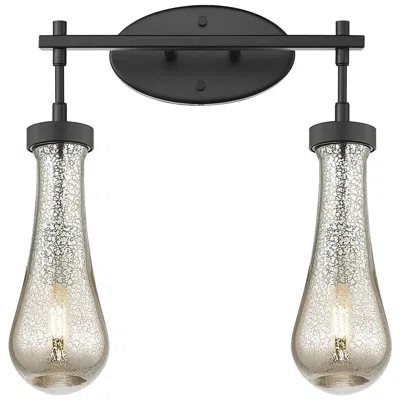 Innovations Lighting Downtown Owego 16"w 2 Light Black Vanity Light W/ Mercury Shade