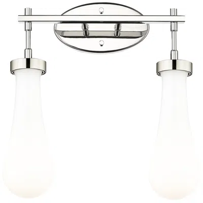 Innovations Lighting Downtown Owego 16"w 2 Light Nickel Vanity Light W/ Gloss White Shade