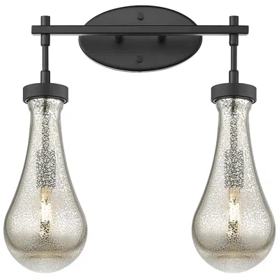 Innovations Lighting Downtown Owego 17"w 2 Light Black Vanity Light W/ Mercury Shade