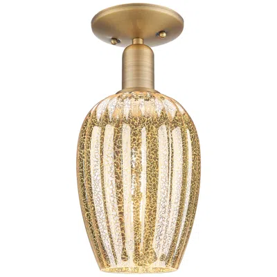 Innovations Lighting Downtown Preston 6"w Brass Semi Flush Mount W/ Mercury Flute Shade