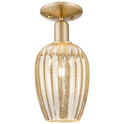 Innovations Lighting Downtown Preston 6"w Bronze Semi Flush Mount W/ Mercury Flute Shade