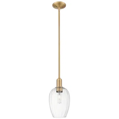 Innovations Lighting Downtown Preston 6"w Brushed Brass Mini Pendant W/ Clear Flute Shade