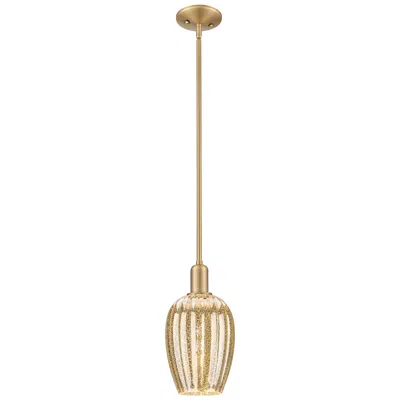 Innovations Lighting Downtown Preston 6"w Brushed Brass Mini Pendant W/ Mercury Flute Shade