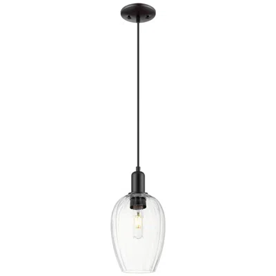 Innovations Lighting Downtown Preston 6"w Cord Black Mini Pendant W/ Clear Flute Shade