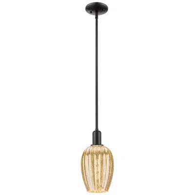 Innovations Lighting Downtown Preston 6"w Cord Black Mini Pendant W/ Mercury Flute Shade