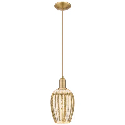 Innovations Lighting Downtown Preston 6"w Cord Brass Mini Pendant W/ Mercury Flute Shade