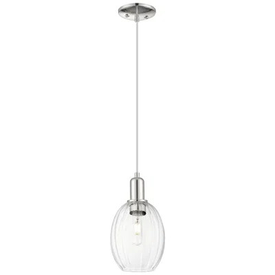 Innovations Lighting Downtown Preston 6"w Cord Nickel Mini Pendant W/ Clear Bell Shade In Silver