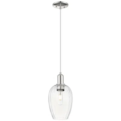 Innovations Lighting Downtown Preston 6"w Cord Nickel Mini Pendant W/ Clear Flute Shade