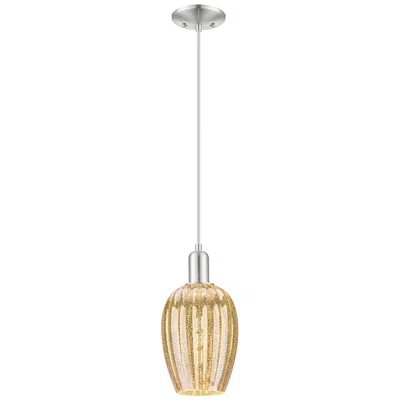 Innovations Lighting Downtown Preston 6"w Cord Satin Nickel Pendant W/ Mercury Flute Shade