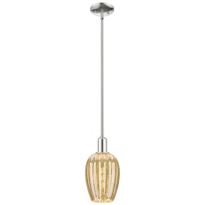 Innovations Lighting Downtown Preston 6"w Nickel Mini Pendant W/ Mercury Flute Shade In Silver
