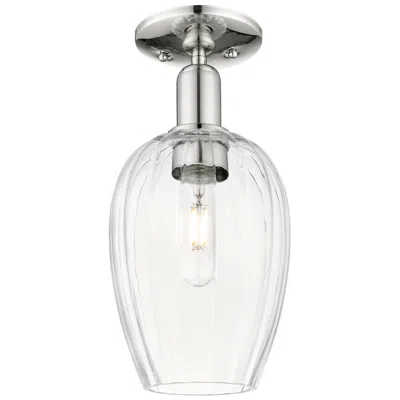 Innovations Lighting Downtown Preston 6"w Nickel Semi Flush Mount W/ Clear Flute Shade