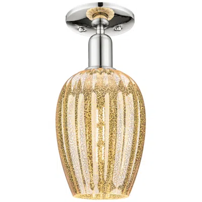 Innovations Lighting Downtown Preston 6"w Nickel Semi Flush Mount W/ Mercury Flute Shade