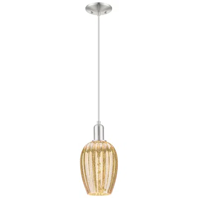 Innovations Lighting Downtown Preston 6"w Satin Nickel Mini Pendant W/ Mercury Flute Shade