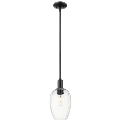 Innovations Lighting Downtown Preston 6"w Stem Black Mini Pendant W/ Clear Flute Shade