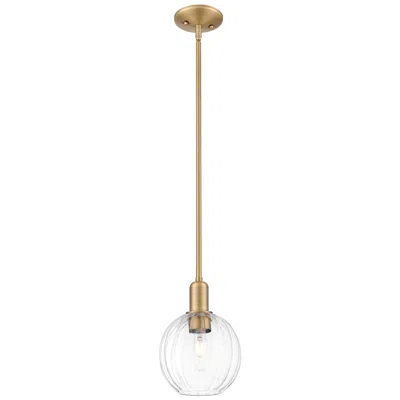 Innovations Lighting Downtown Preston 7"w Brushed Brass Mini Pendant W/ Clear Globe Shade In Gold