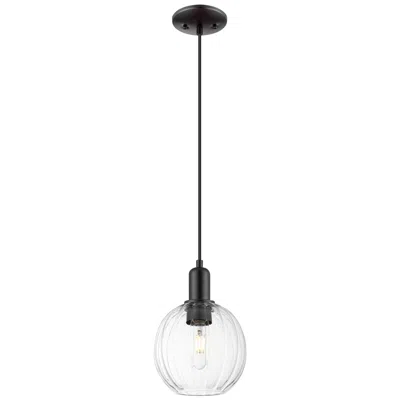 Innovations Lighting Downtown Preston 7"w Cord Black Mini Pendant W/ Clear Globe Shade