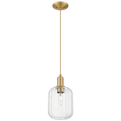 Innovations Lighting Downtown Preston 7"w Cord Brass Mini Pendant W/ Clear Jar Shade