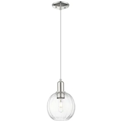 Innovations Lighting Downtown Preston 7"w Cord Nickel Mini Pendant W/ Clear Globe Shade In Silver