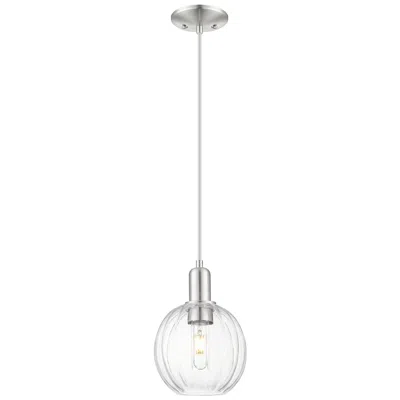 Innovations Lighting Downtown Preston 7"w Cord Satin Nickel Pendant W/ Clear Globe Shade