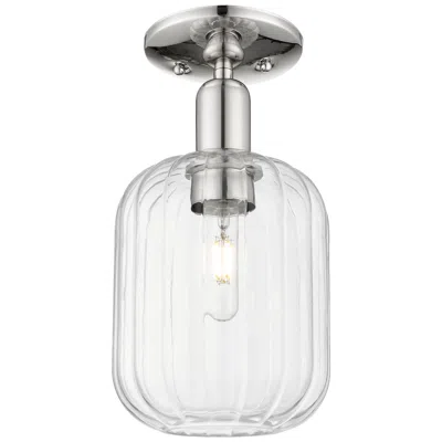 Innovations Lighting Downtown Preston 7"w Nickel Semi Flush Mount W/ Clear Jar Shade