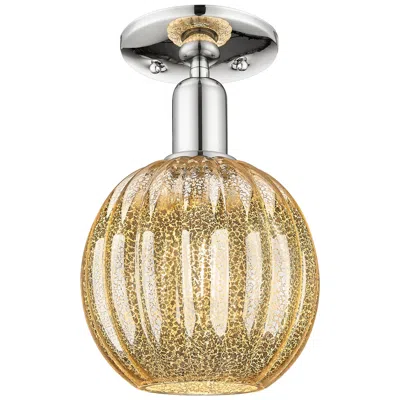 Innovations Lighting Downtown Preston 7"w Nickel Semi Flush Mount W/ Mercury Globe Shade