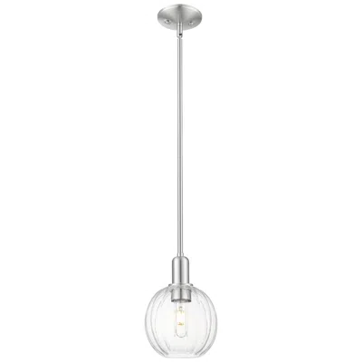 Innovations Lighting Downtown Preston 7"w Satin Nickel Mini Pendant W/ Clear Globe Shade