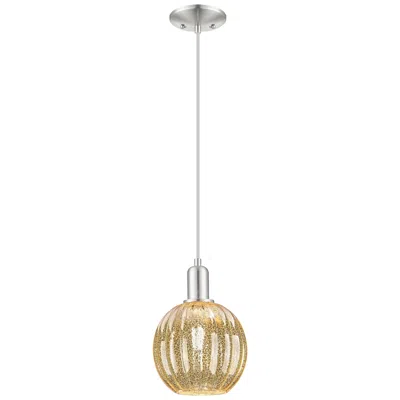 Innovations Lighting Downtown Preston 7"w Satin Nickel Mini Pendant W/ Mercury Globe Shade