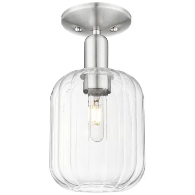 Innovations Lighting Downtown Preston 7"w Satin Nickel Semi Flush Mount W/ Clear Jar Shade