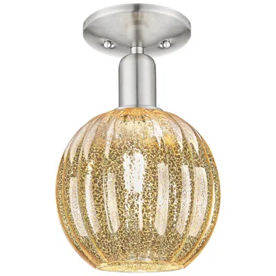Innovations Lighting Downtown Preston 7"w Satin Nickel Semi-flush W/ Mercury Globe Shade