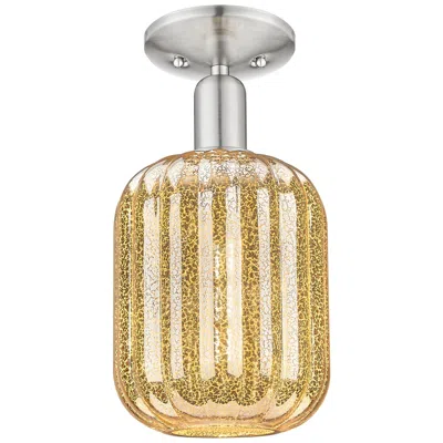 Innovations Lighting Downtown Preston 7"w Satin Nickel Semi-flush W/ Mercury Jar Shade